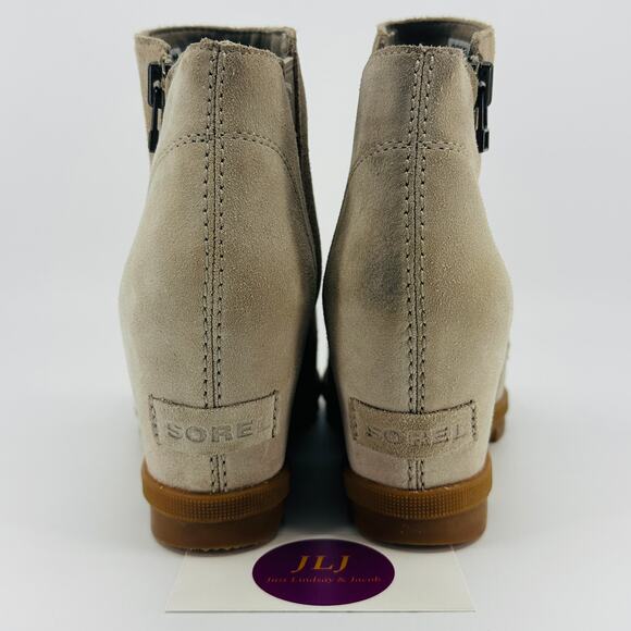 Sorel Womens Joan Of Arctic Wedge II Zip Soft Taupe Suede Ankle Booties Size 8.5 - Picture 6 of 11